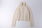 Fine Wool Turtleneck Zip Cardigan