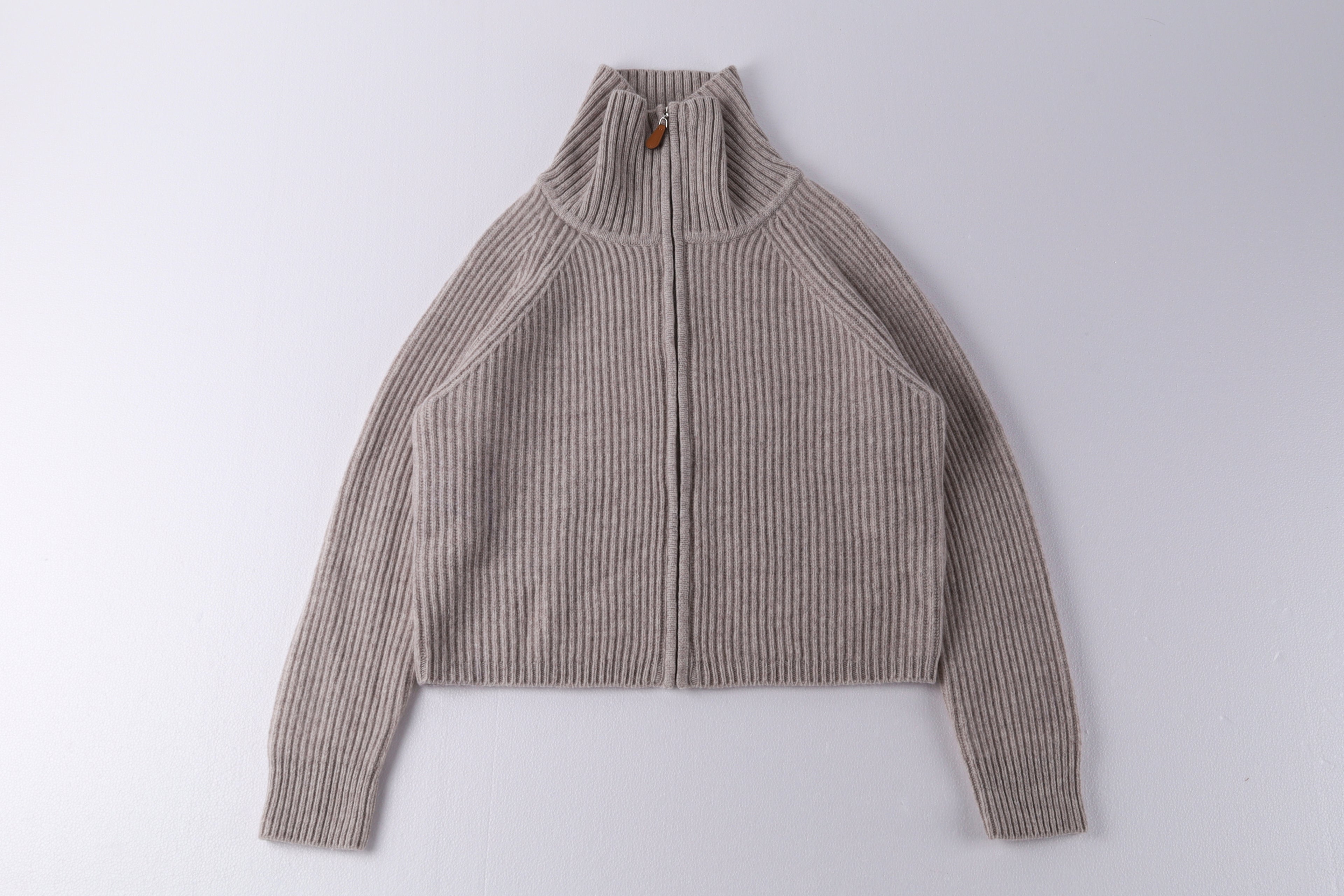 Fine Wool Turtleneck Zip Cardigan