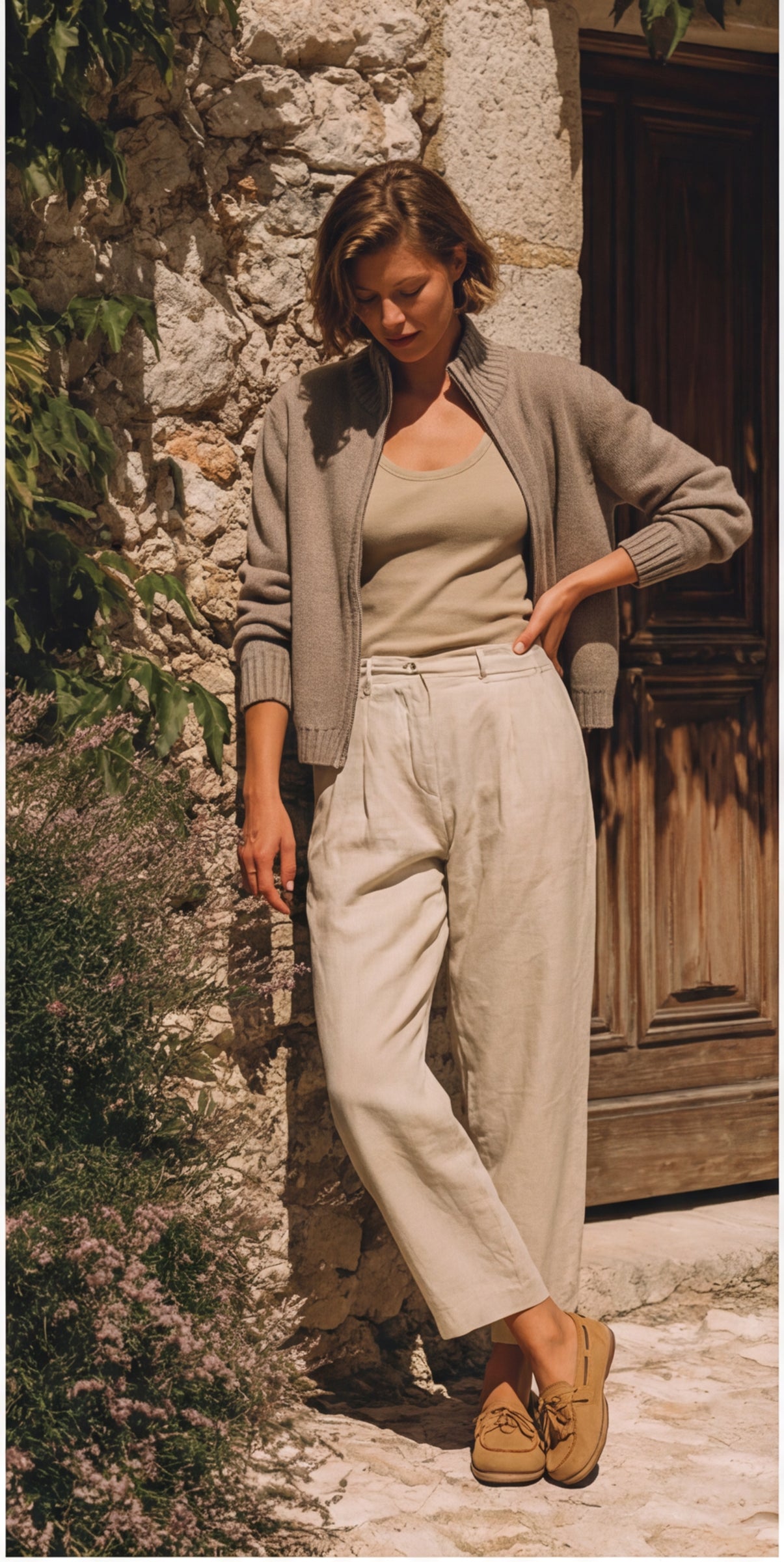 Vitnage Mock Neck Zip-up Cardigan