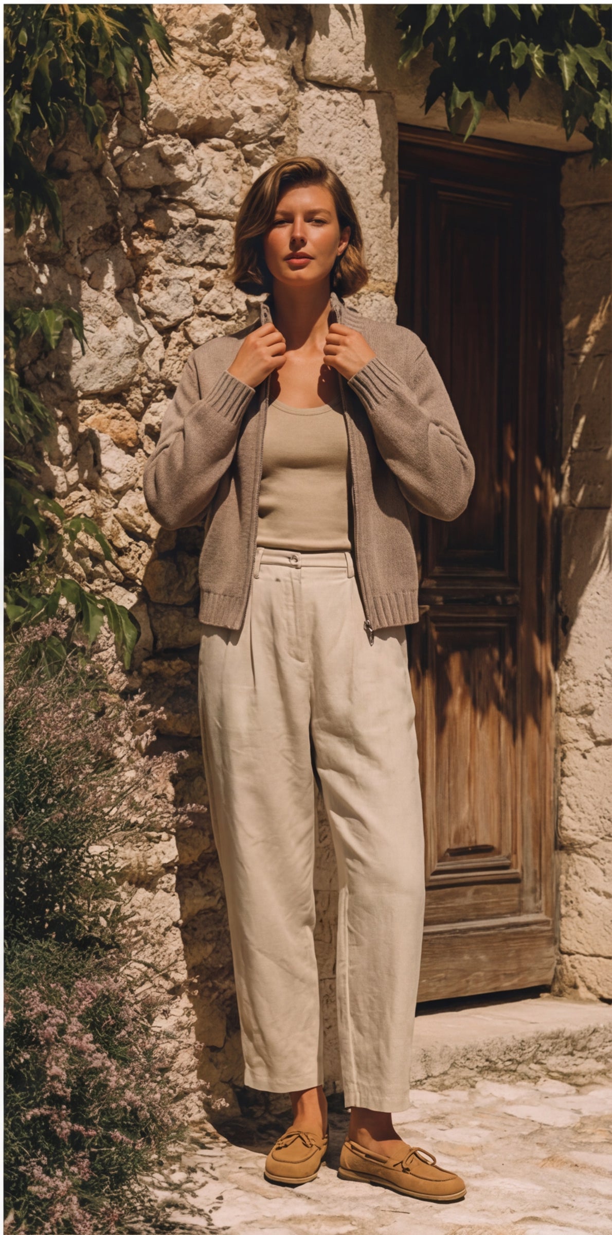 Vitnage Mock Neck Zip-up Cardigan