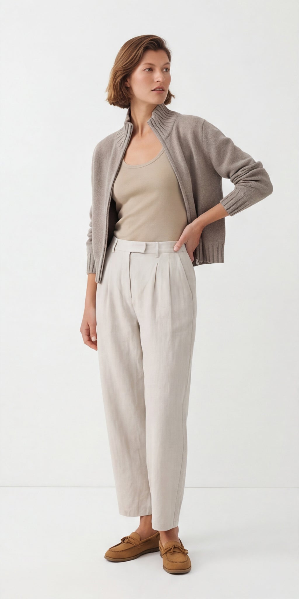 Vitnage Mock Neck Zip-up Cardigan