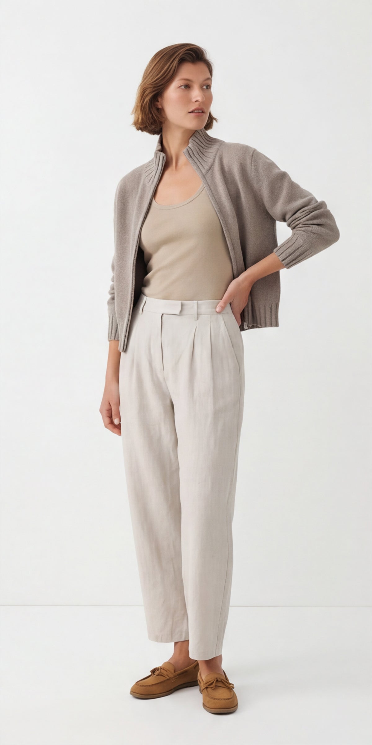 Vitnage Mock Neck Zip-up Cardigan