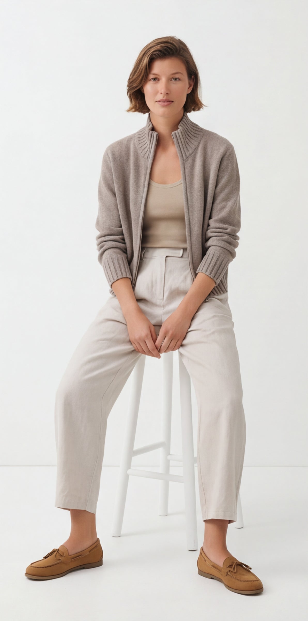 Vitnage Mock Neck Zip-up Cardigan