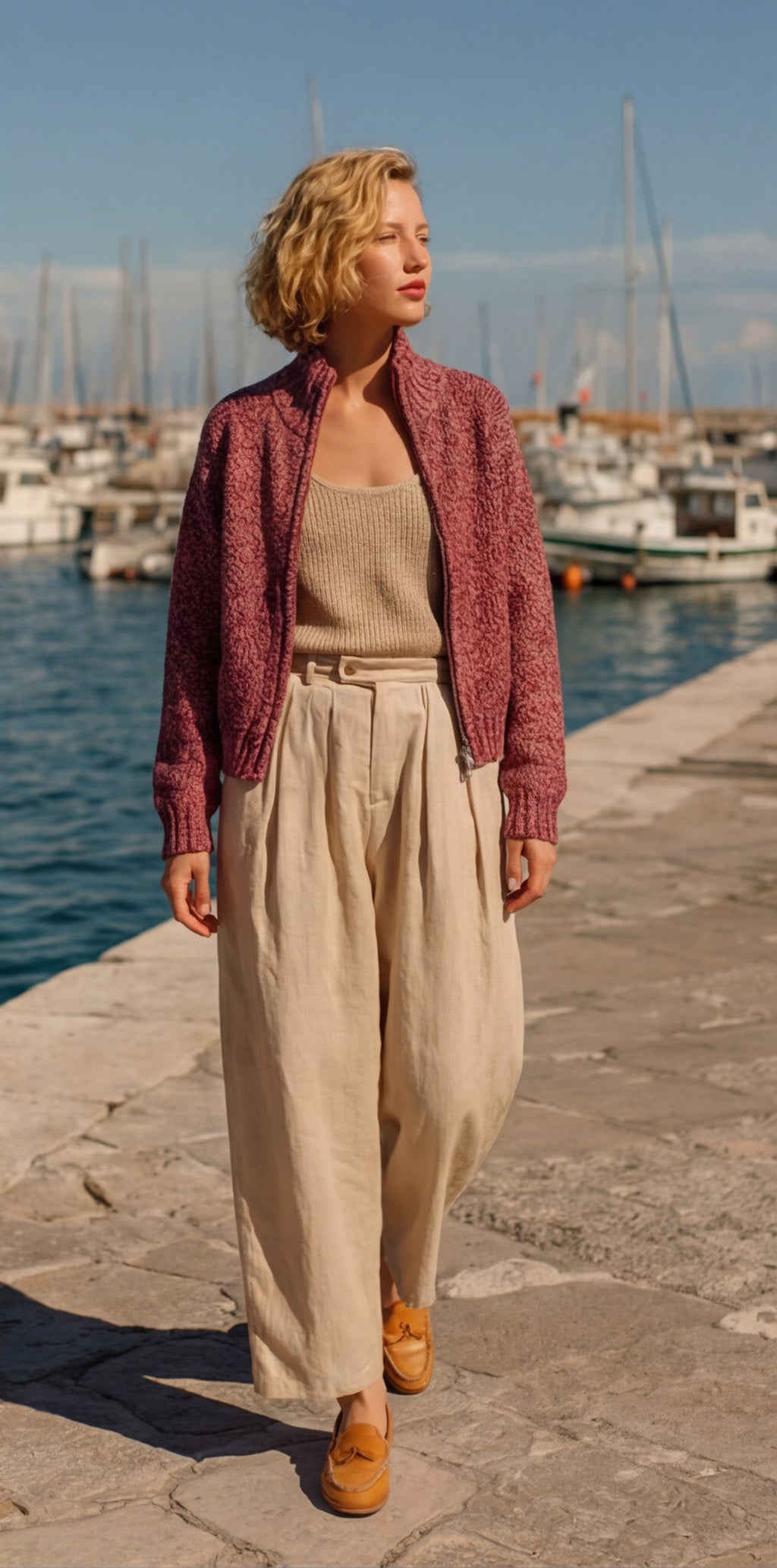 Flecked Vitnage Zip-up Cardigan