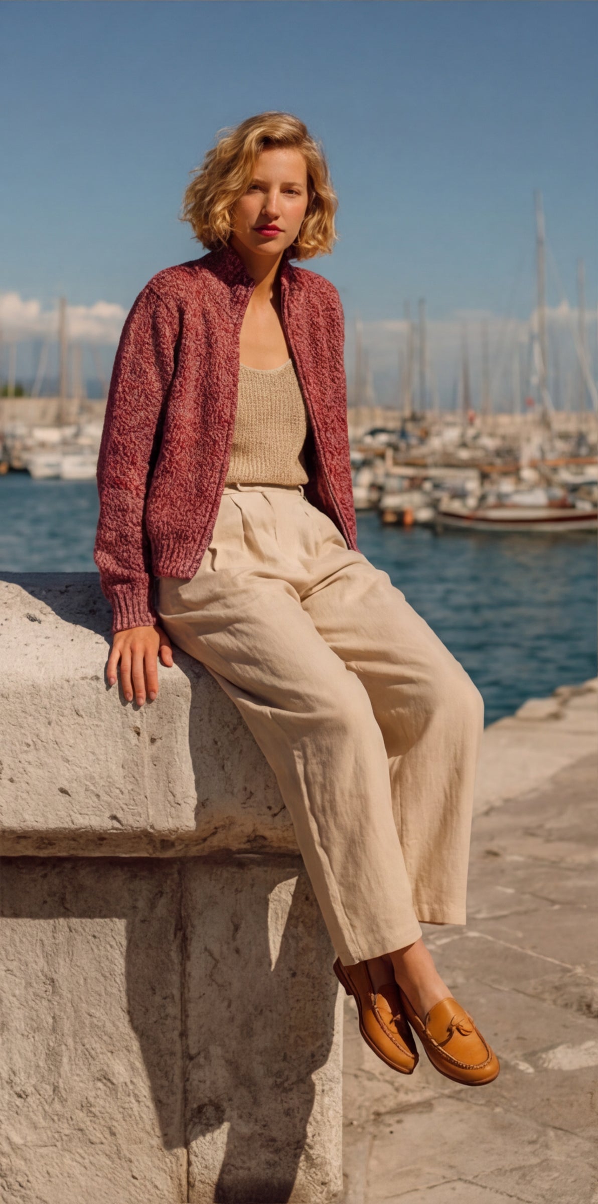 Flecked Vitnage Zip-up Cardigan