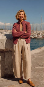 Flecked Vitnage Zip-up Cardigan
