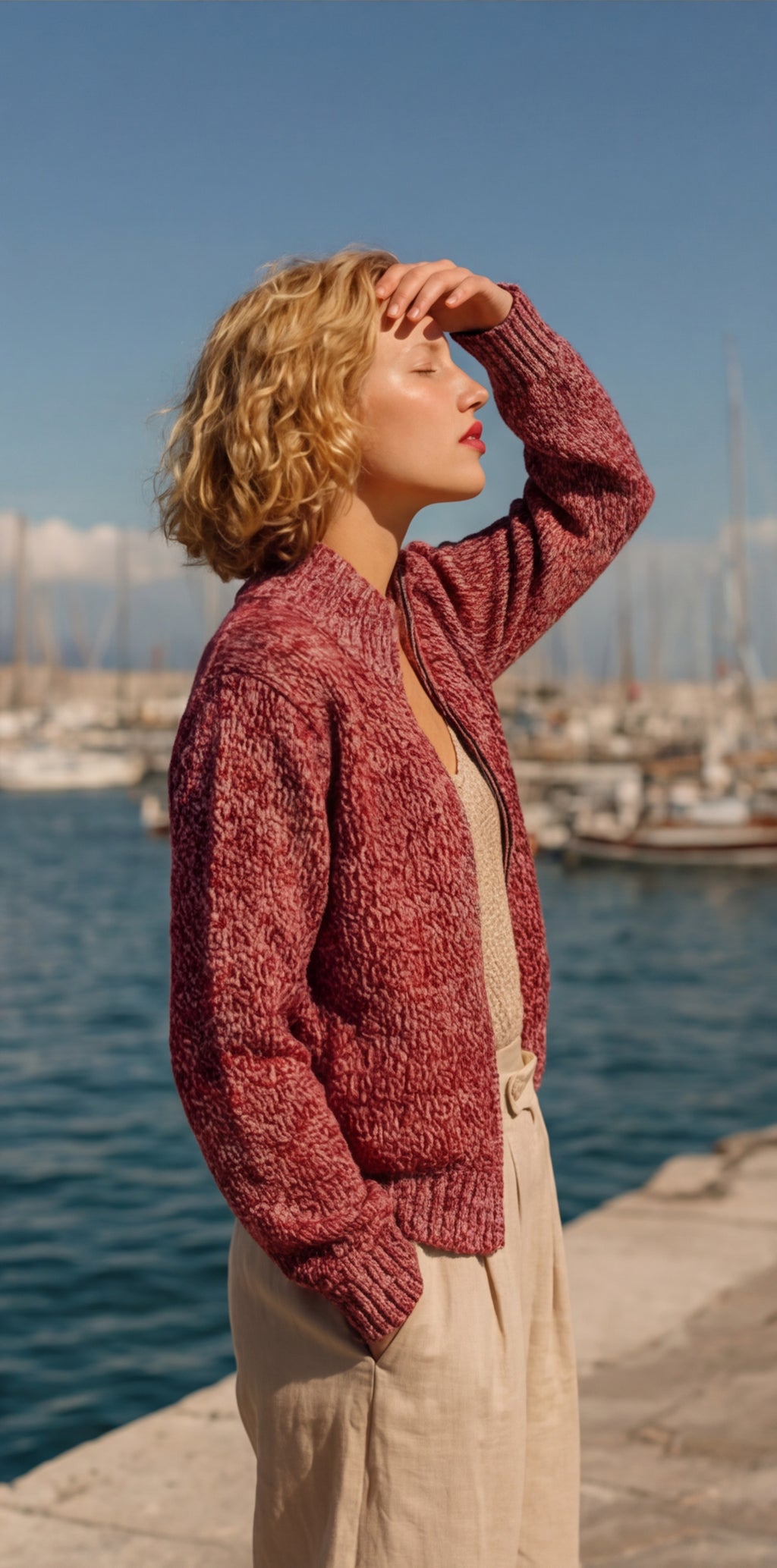 Flecked Vitnage Zip-up Cardigan