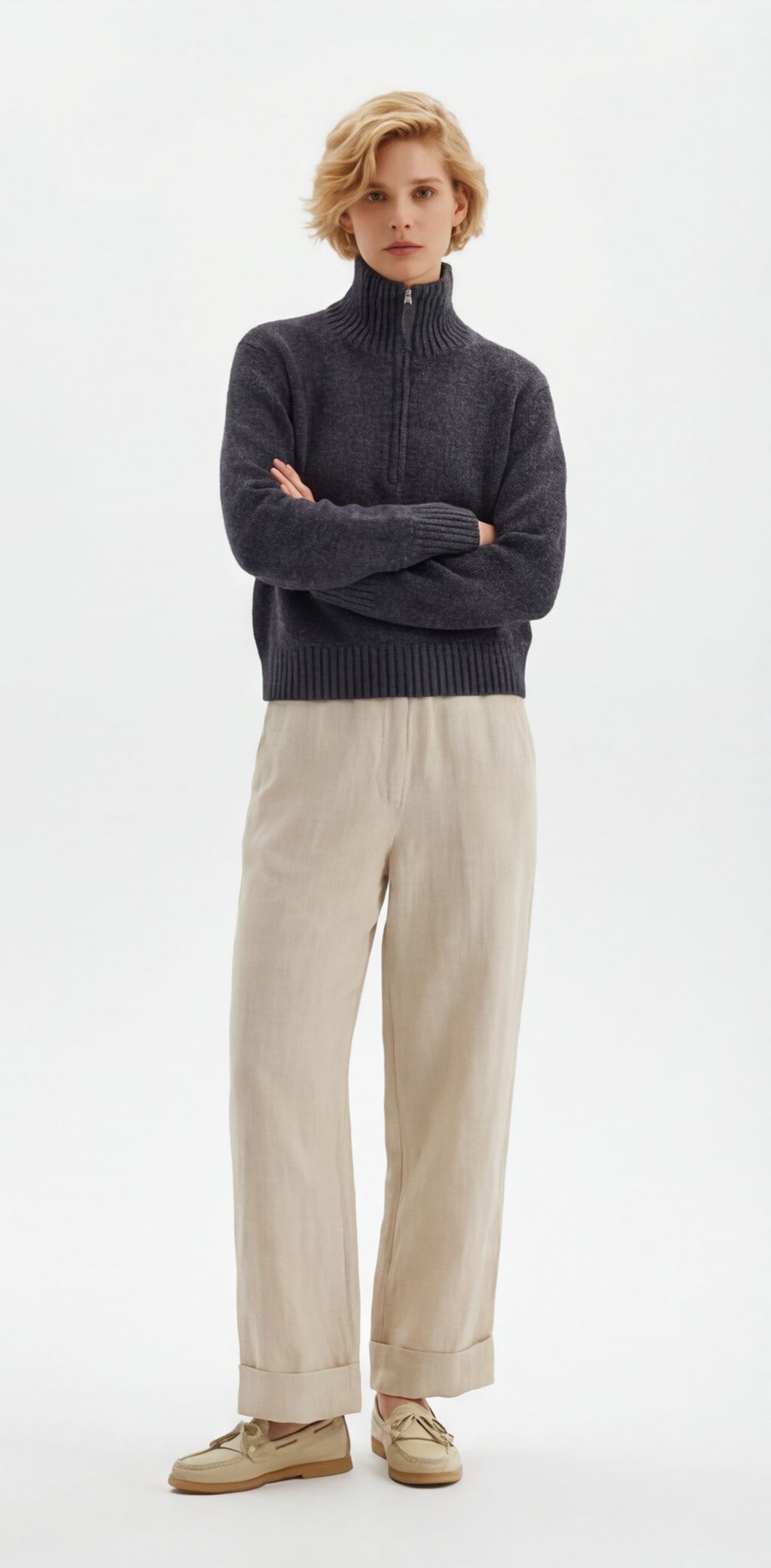 Quarter Zip Cable Knit Jumper