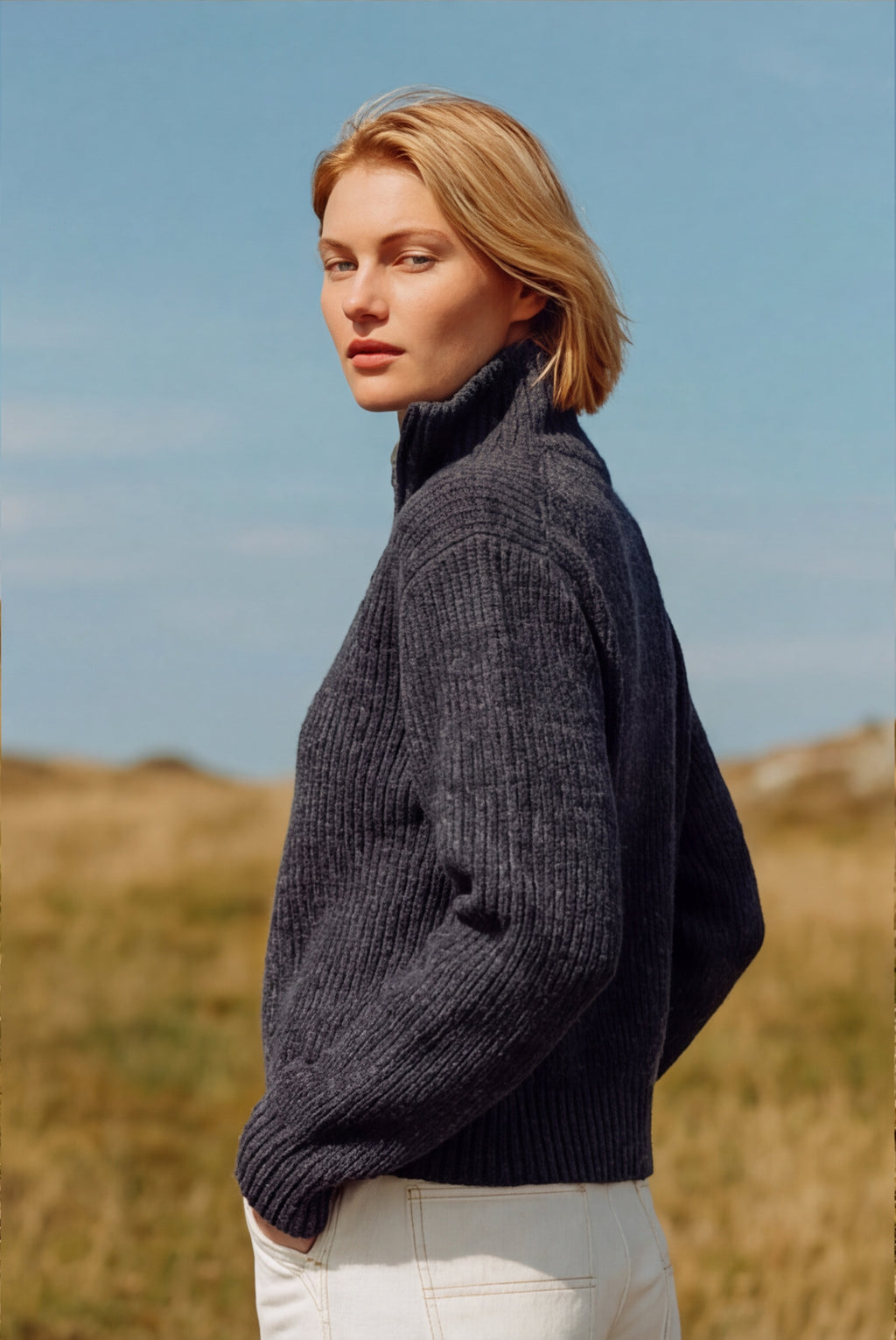 Quarter Zip Cable Knit Jumper