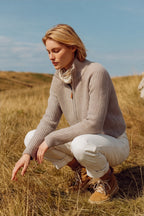 Fine Wool Turtleneck Zip Cardigan