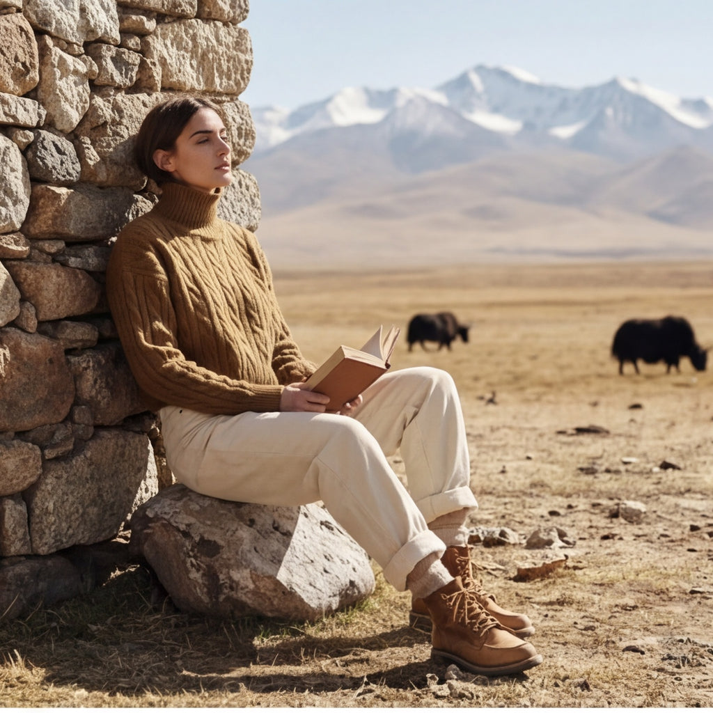 Cable Knit Mock Neck Cropped Sweater