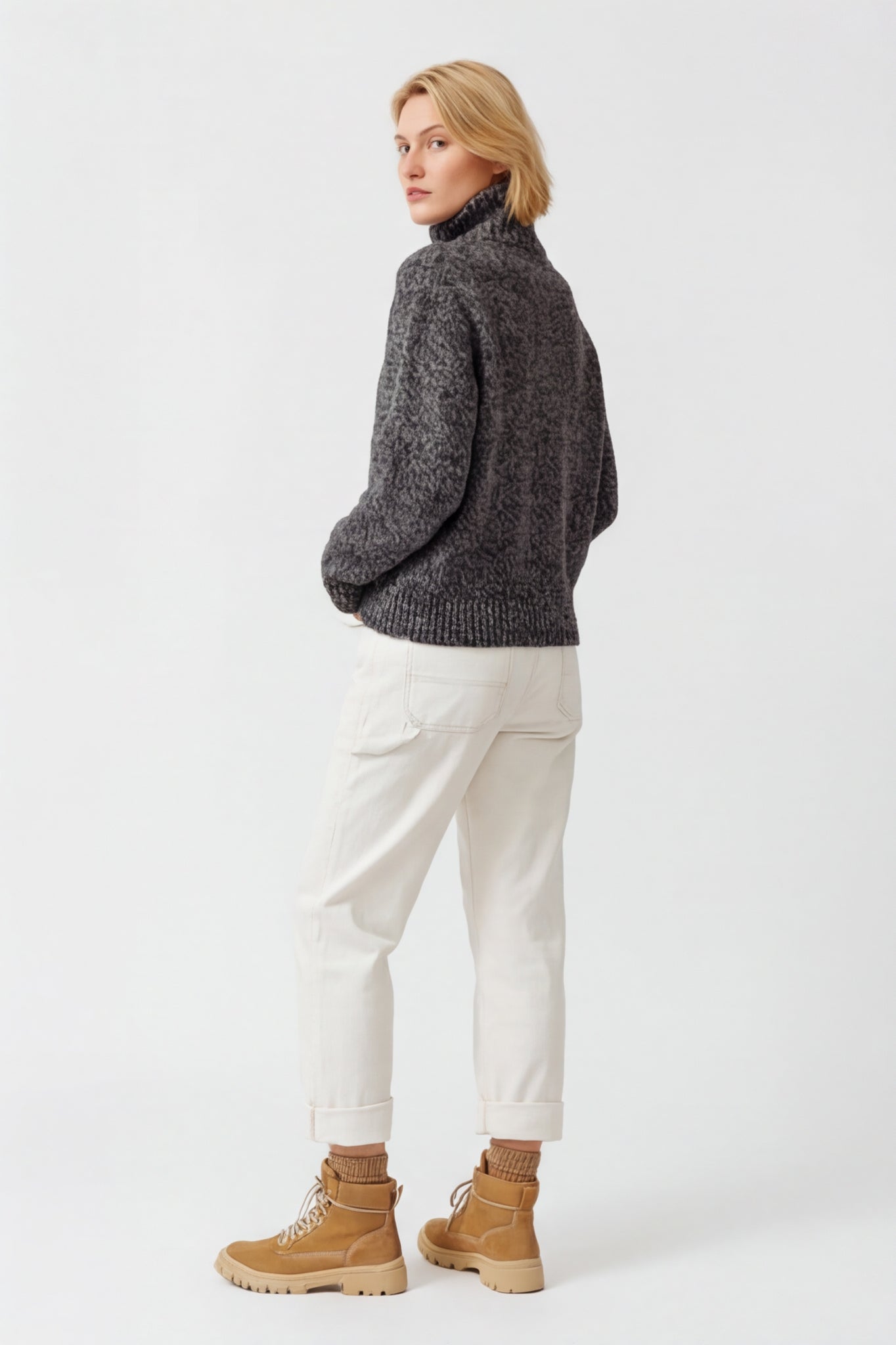 Quarter Zip Cable Knit Jumper