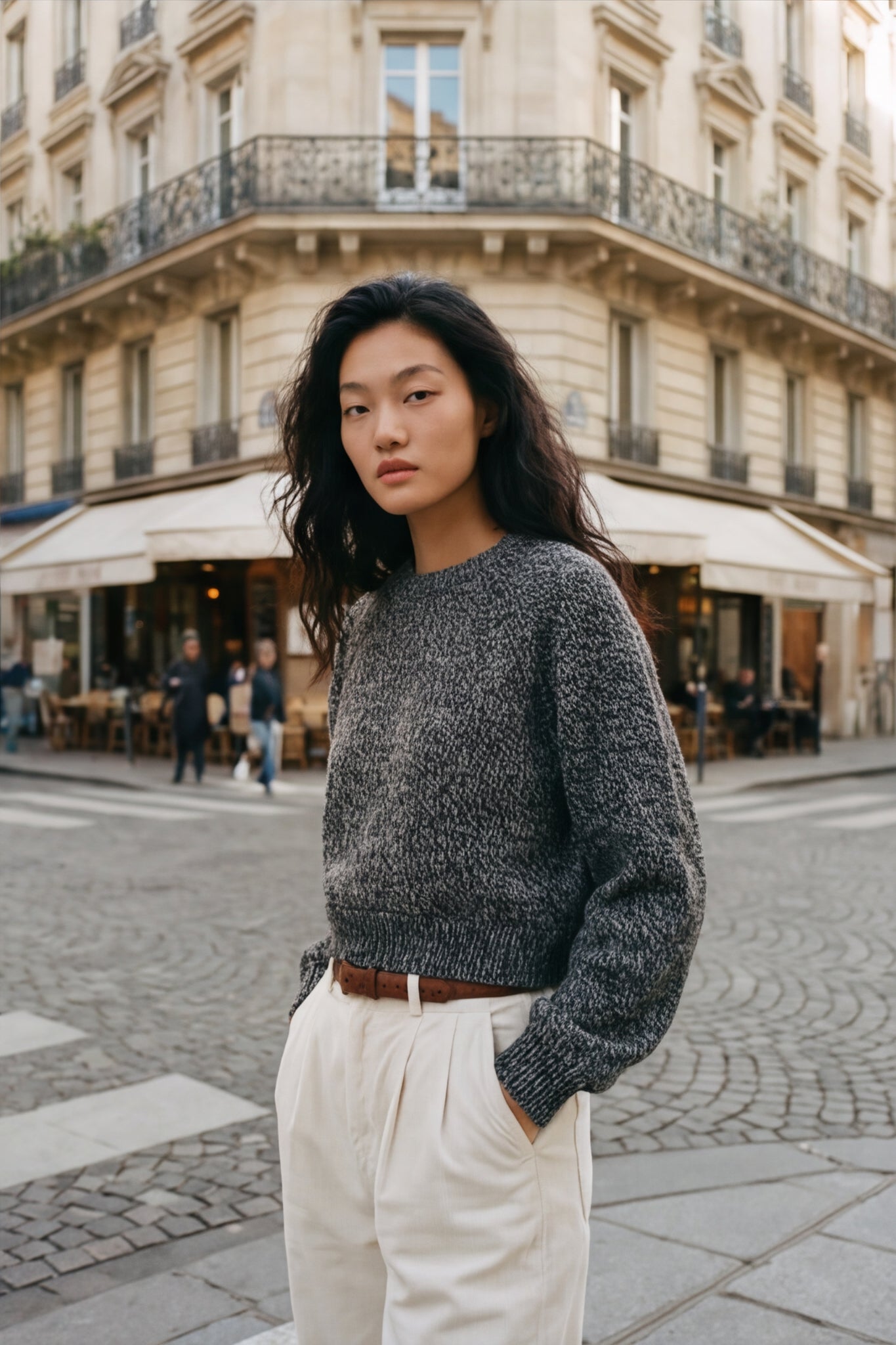 Wool Natural Crew Neck Knit Jumper