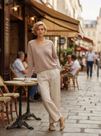 Wool Natural V-Neck Knit Jumper