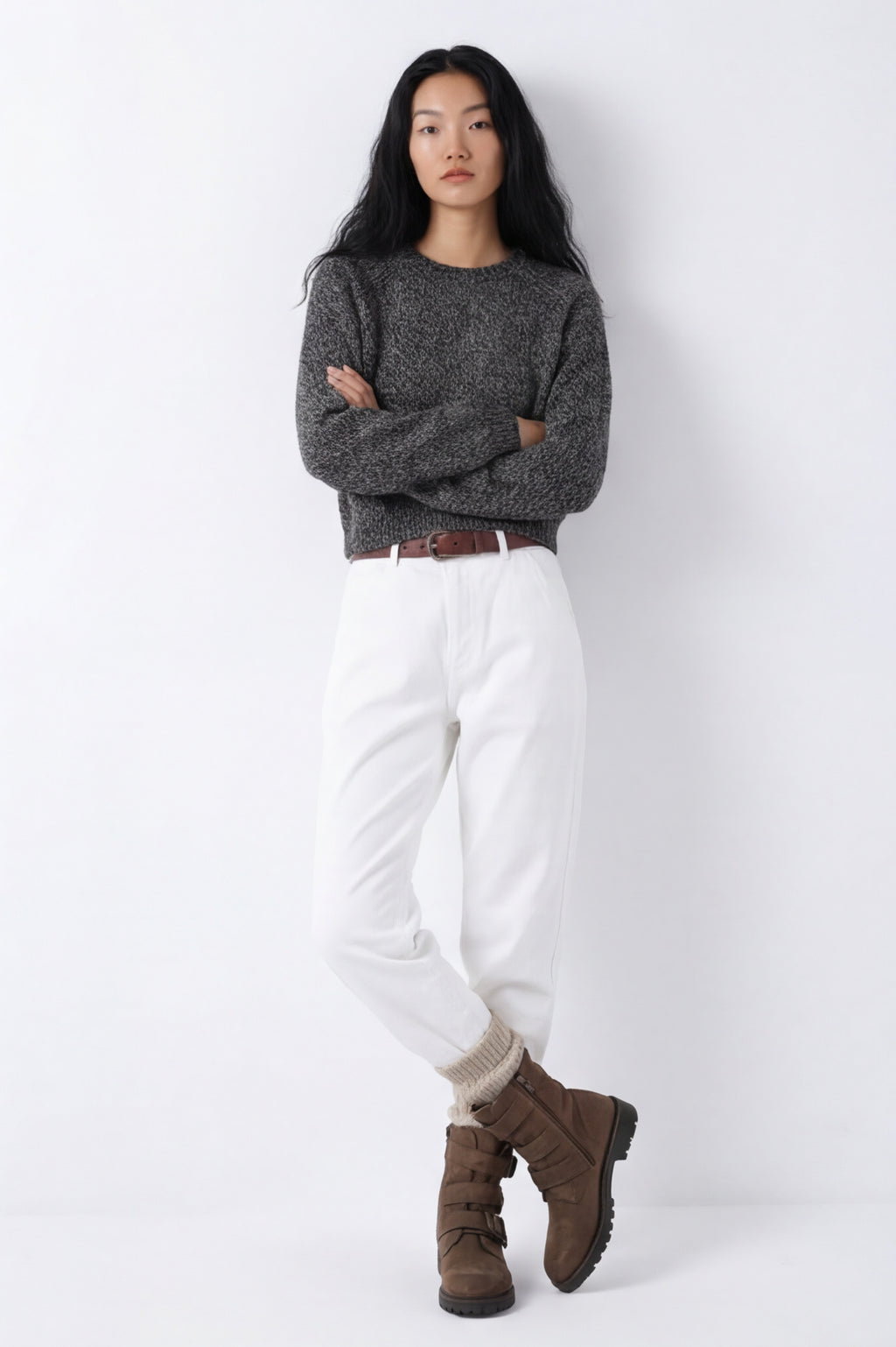 Wool Natural Crew Neck Knit Jumper