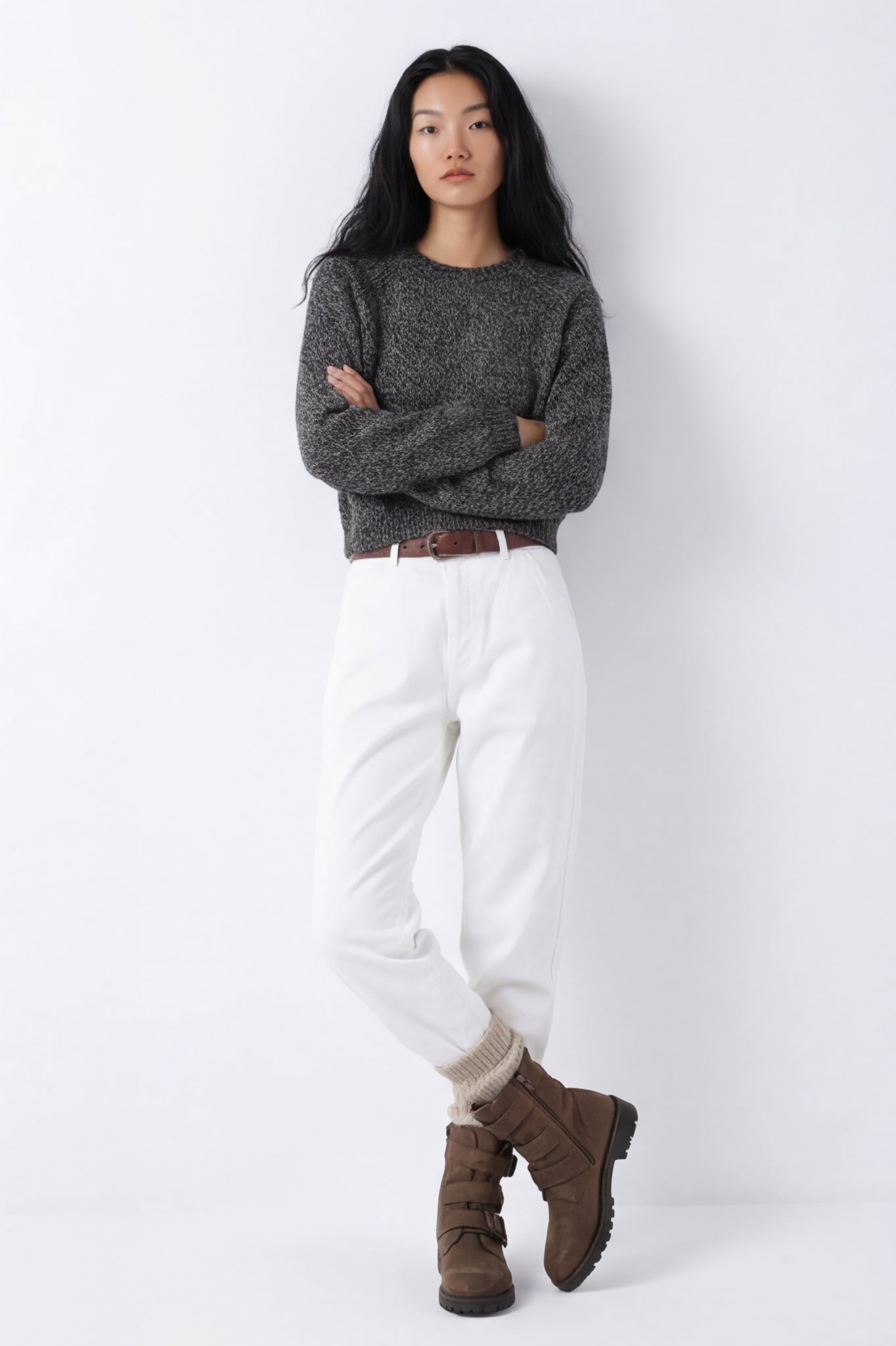 Wool Natural Crew Neck Knit Jumper