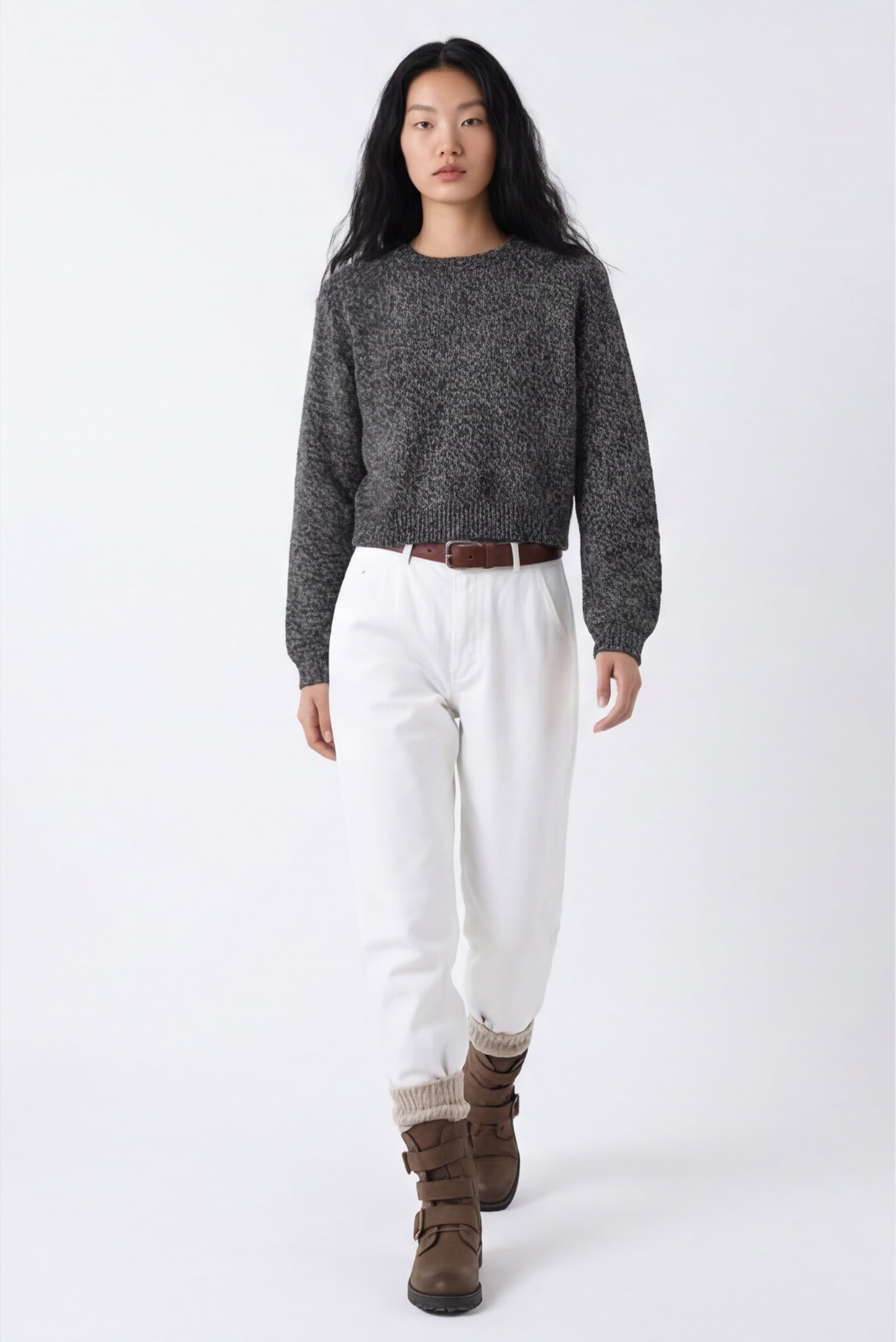 Wool Natural Crew Neck Knit Jumper