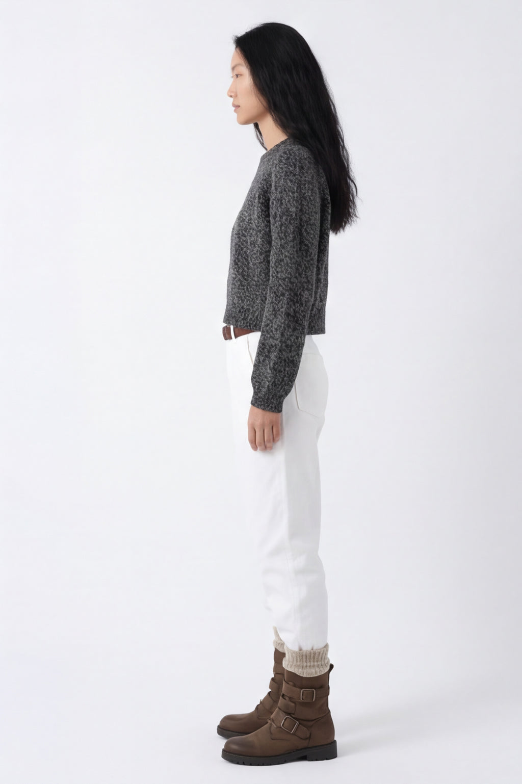 Wool Natural Crew Neck Knit Jumper