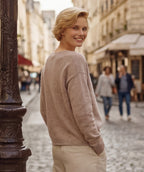 Wool Natural V-Neck Knit Jumper