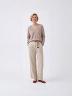 Wool Natural V-Neck Knit Jumper