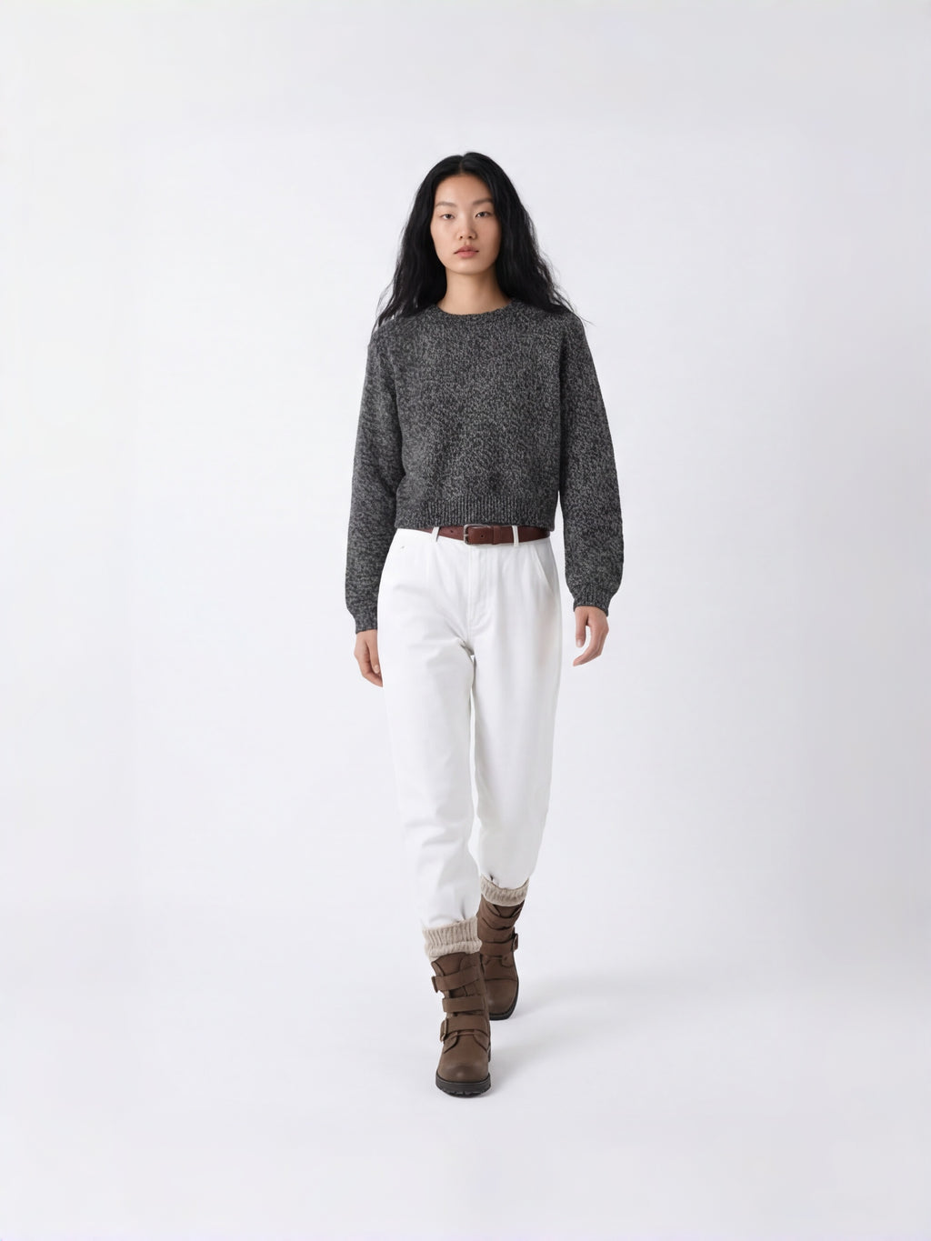 Wool Natural Crew Neck Knit Jumper